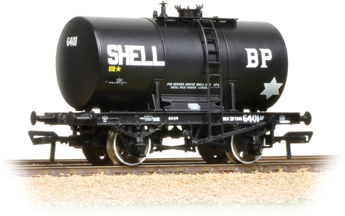 Bachmann 38-776 British Railways Anchor-Mounted Tank Shell & BP Black 6401 Image