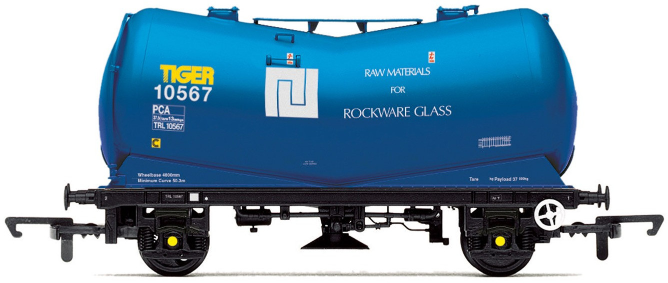 Hornby R6856 British Rail PCA Bulk Powder Tiger Rail Limited Rockware Glass Rockware Glass Blue TRL10567 Image