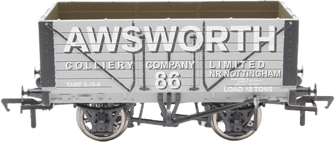 Bachmann 37-100L British Railways 7 Plank Wagon Awsworth Colliery Company Limited Grey 86 Image