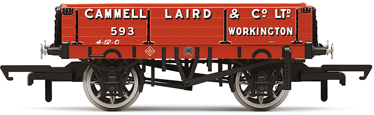 Hornby R60156 British Railways 3 Plank Wagon Cammell Laird & Company Limited Maroon 593 Image
