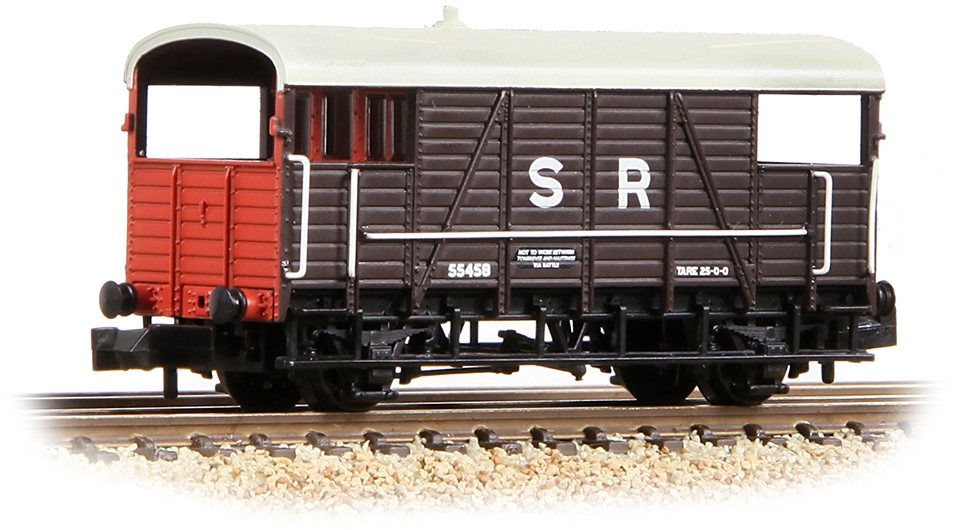 Graham Farish 378-026A South Eastern & Chatham Railway 25t 'Dance Hall' Goods Brake Van Southern Railway Brown 55458 Image