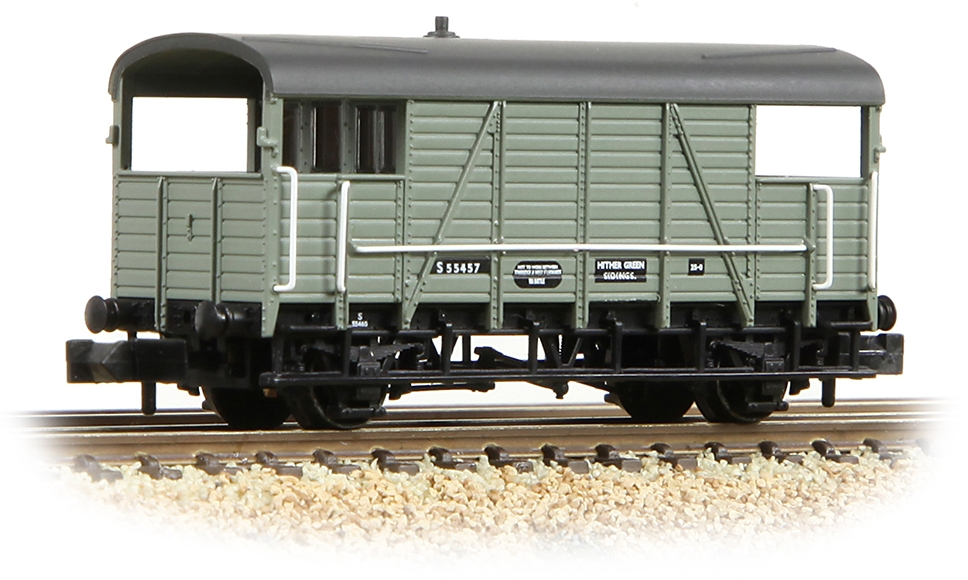 Graham Farish 378-027 South Eastern & Chatham Railway 25t 'Dance Hall' Goods Brake Van British Railways Grey S55457 Image