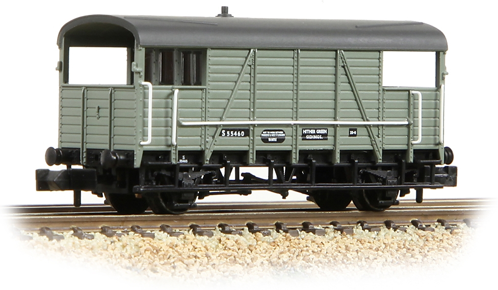 Graham Farish 378-027A South Eastern & Chatham Railway 25t 'Dance Hall' Goods Brake Van British Railways Grey S55460 Image