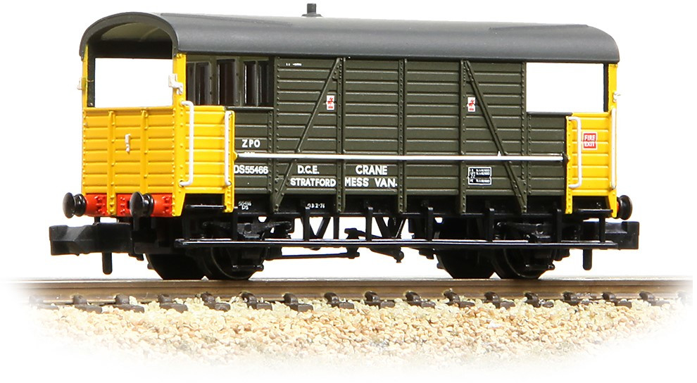 Graham Farish 378-025K South Eastern & Chatham Railway 25t 'Dance Hall' Goods Brake Van British Rail Departmental Olive Green DS55466 Image